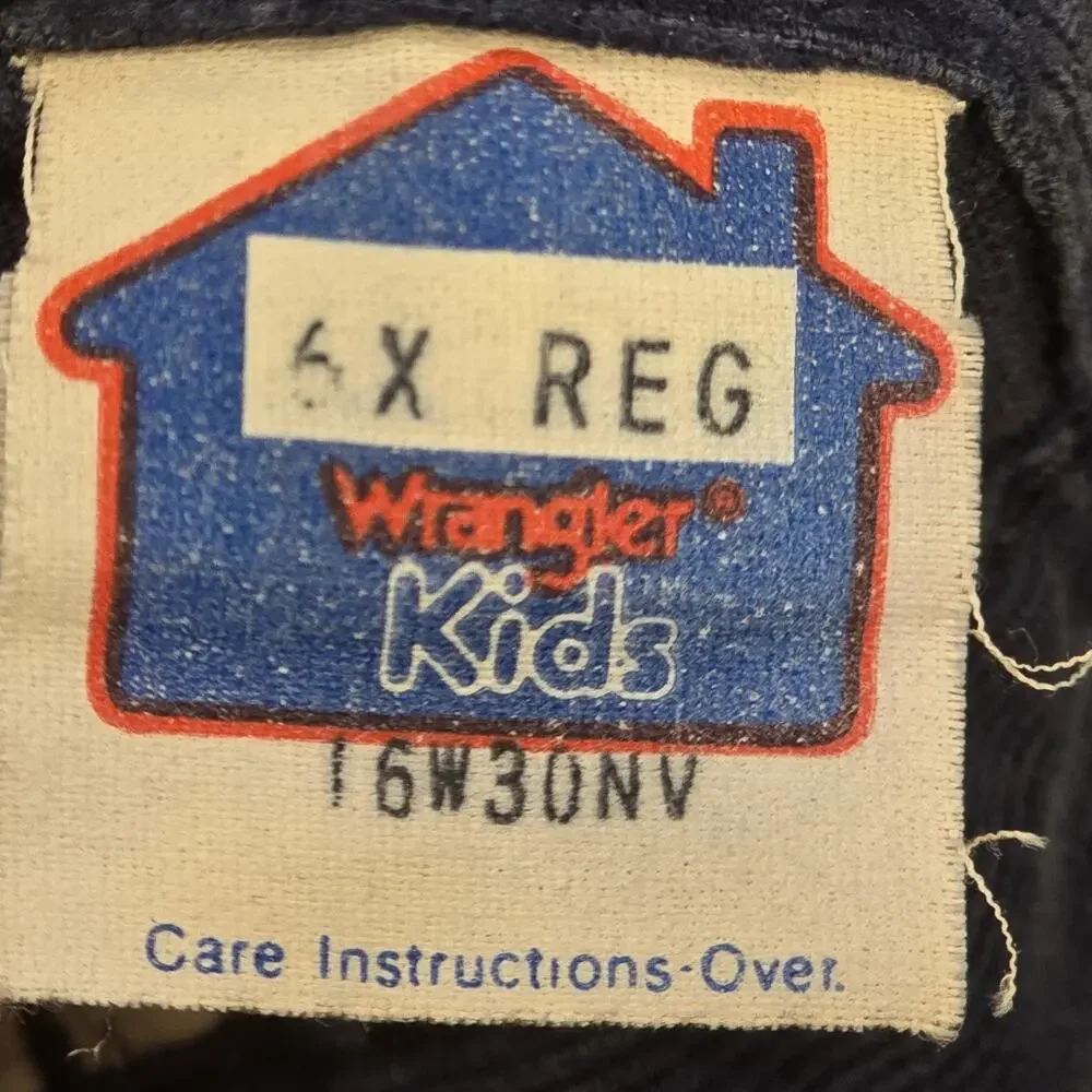 Vintage Wrangler Kids Girls Boys Navy Blue Corduroy Jeans Pants‎ Size 6X